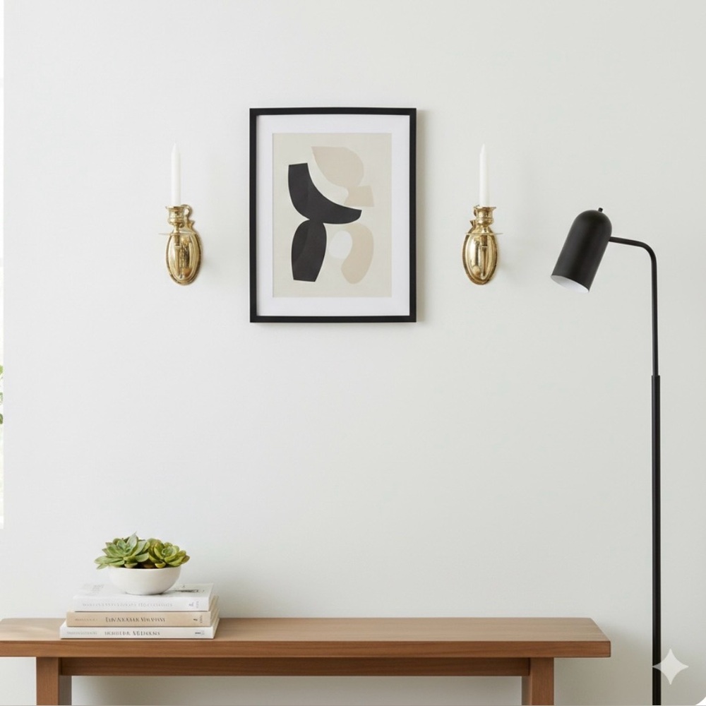 Vintage Solid Brass Ornate Wall Sconce Candle Holders - Set of 2